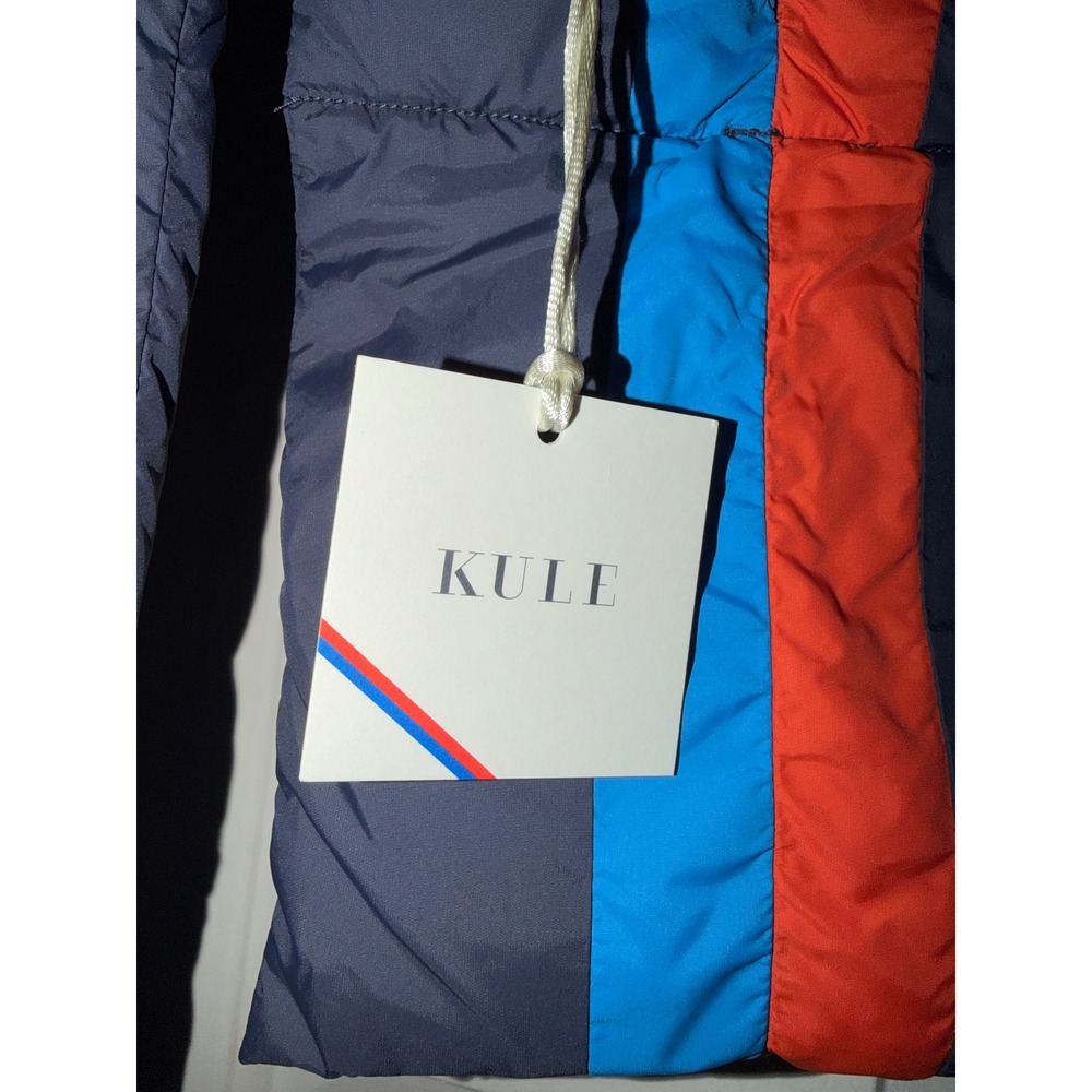 Kule The Seever Navy Puffer Scarf Duck Down Striped Quilted AC24-Navy-OS NWT - Picture 2 of 8